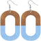 Blue Oval Wooden Dangle Earrings