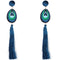 Blue Long Peacock Tassel Earrings
