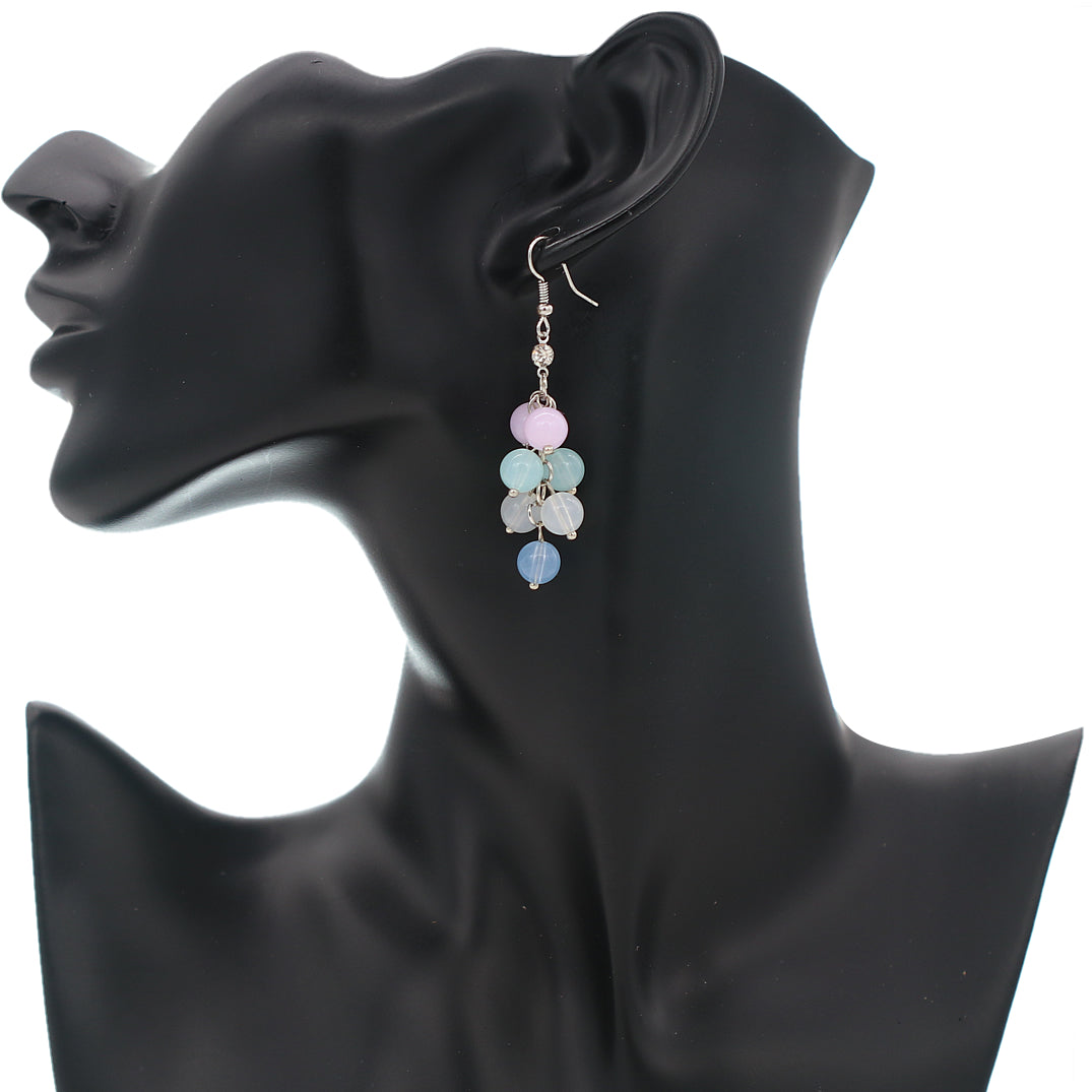 Light Pink Multicolor Beaded Dangle Earrings