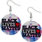 Pink Blue Tie Dye Black Lives Matter Wooden Earrings