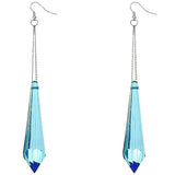 Blue Pointy Faux Crystal Drop Chain Earrings