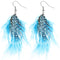 Blue Flowy Feather Earrings