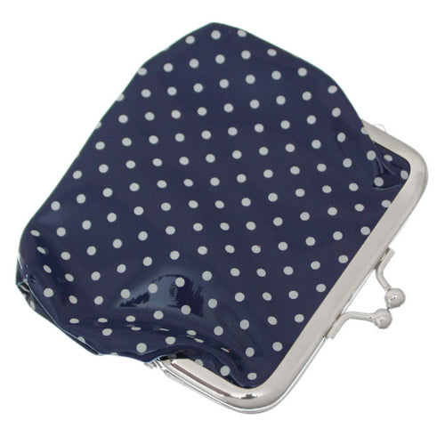 Navy Blue Polka Dot Kisslock Coin Purse Wallet