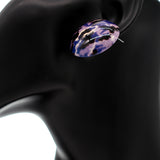 Purple Army Camo Large Button Stud Earrings