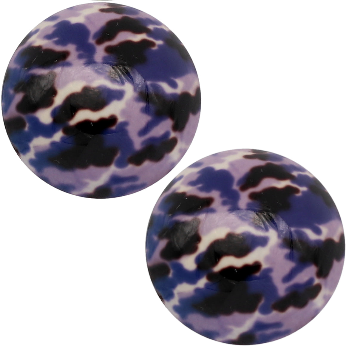 Purple Army Camo Large Button Stud Earrings