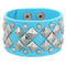 Blue Faux Leather Pyramid Snap Bracelet