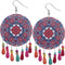Red Multicolor Wooden Bead Kaleidoscope Pattern Earrings