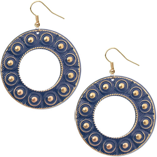 Blue Large Metal Earrings