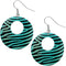 Blue Round Wooden Striped Earrings