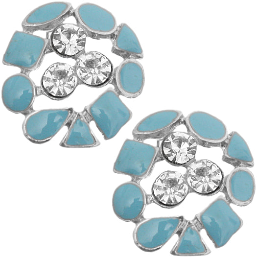 Blue Rhinestone Multi-Shape Post Earrings