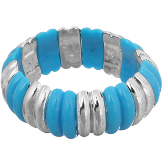 Blue Silver Curve Stretch Bracelet