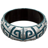 Blue Silver Iridescent Swirl Bangle Bracelet