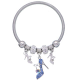 Blue Fireball High Heel Shoe Charm Stretch Bracelet