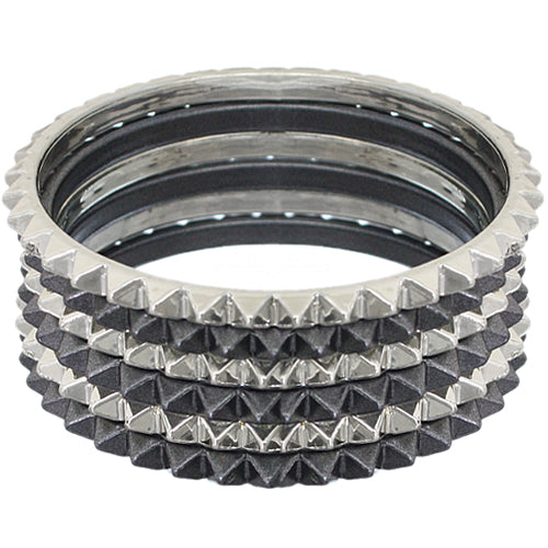 Dark Blue Two-Tone Spike Stacked Bracelet