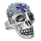 Blue Rhinestone Skull Cross Adjustable Ring