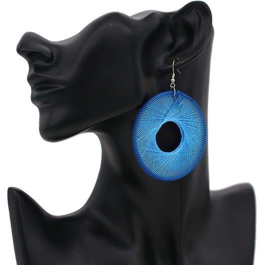 Blue Woven Thread Earrings