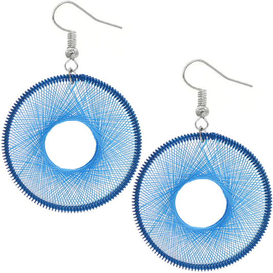 Blue Woven Thread Earrings