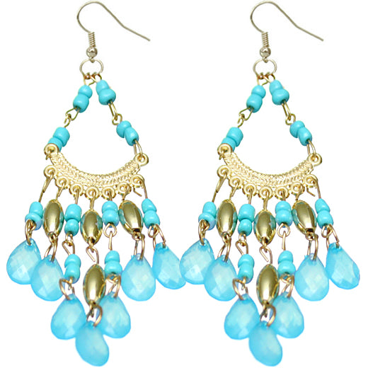 Blue spanish latin beaded earrings