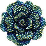Blue Green Large Sparkle Flower Stretch Ring