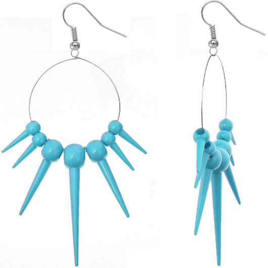 Blue Gradual Spiked Hoop Earrings