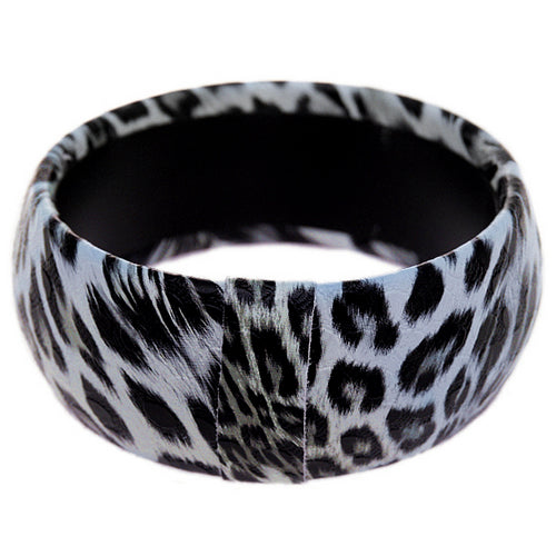 Blue White Spotted Cheetah Bangle Bracelet