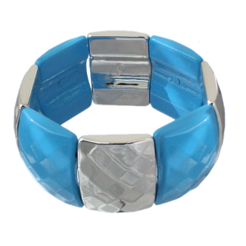 Blue Two Tone Square Stretch Bracelet