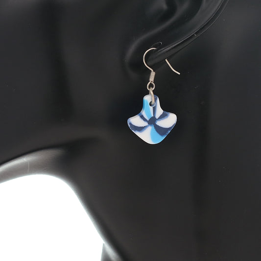 Blue White Swirl Candy Dangle Mini Earrings