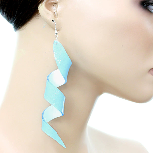 Blue Swirl Icicle Dangle Earrings