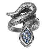 Blue Rhinestone Swirl Snake Ring