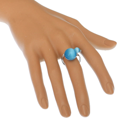 Blue Bead Spiral Swirl Mini Ring