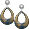 Blue Teardrop Brush Textured Clip-On Earrings