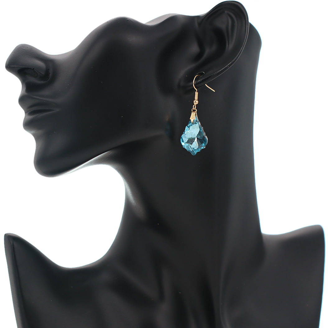 Blue Pointed Teardrop Mini Dangle Earrings