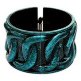 Blue Textured Chain Design Hinged Bracelet