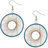 Blue Multicolor Woven Thread Earrings