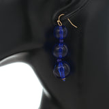 Blue Transparent Triple Ball Drop Earrings