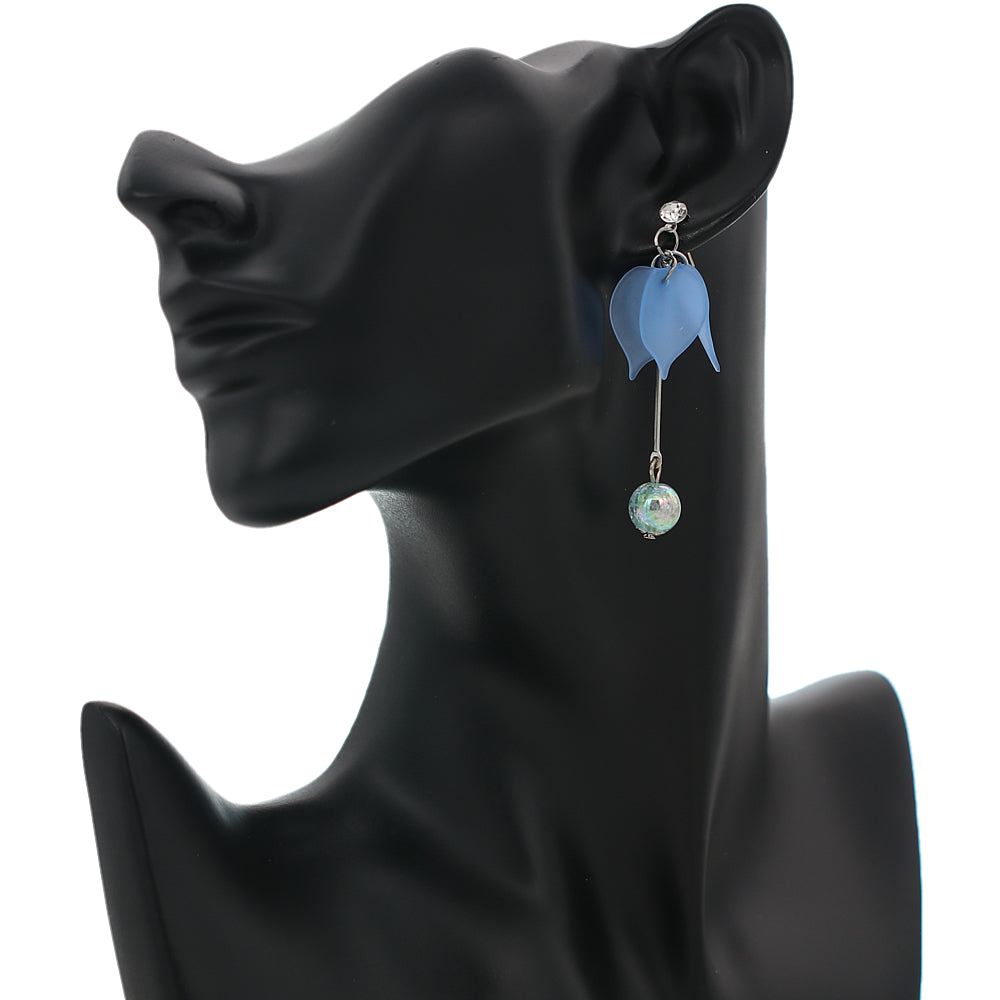 Blue Tulip Petal Dangle Earrings