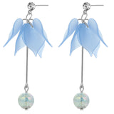 Blue Tulip Petal Dangle Earrings