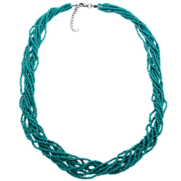 Blue Intertwined Sequin Beaded Necklace