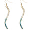 Blue Two Tone Ombre Rhinestone Curve Dangle Earrings