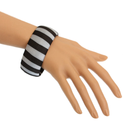 Black Two Tone Wrapped Bangle Bracelet