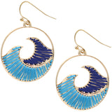 Blue Ocean Wave Hoop Earrings