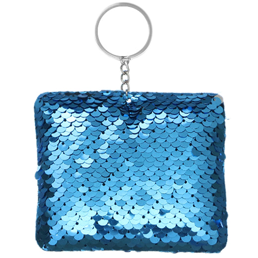 Blue Plush Sequin Keychain