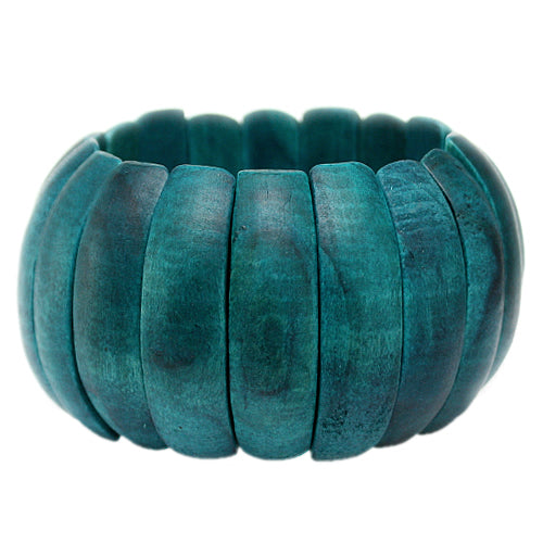 Blue Wooden Arch Stretch Bracelet