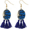 Blue Butterfly Tassel Wooden Dangle Earrings