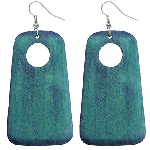 Blue Cutout Wooden Earrings