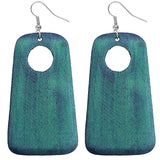 Blue Cutout Wooden Earrings