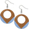 Blue Round Trim Wooden Dangle Earrings