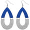 Blue Wooden Glitter Link Teardrop Earrings