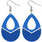 Blue Glitter Wooden Link Teadrop Earrings
