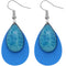 Blue Wooden Double Teardrop Earrings